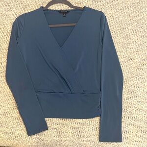 Banana Republic Deep Blue V-Neck Blouse xsmall